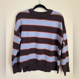 Scotch & Soda Striped Crewneck Sweater in Light Blue, Brown & Rust